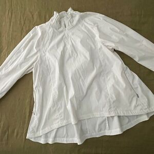 Athleta White Cinched Neck Half-Zip Jacket